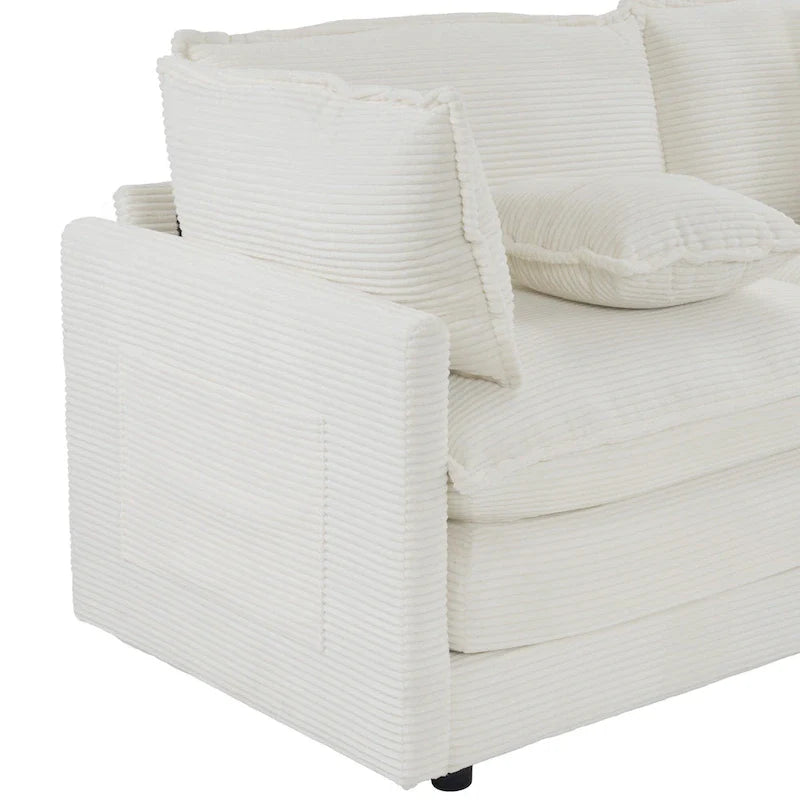 Canapé sectionnel modulaire en U en velours côtelé 6 pièces 149.6 avec poches latérales de rangement