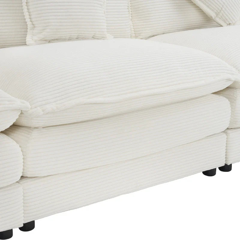 Canapé sectionnel modulaire en U en velours côtelé 6 pièces 149.6 avec poches latérales de rangement