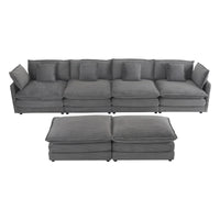 Canapé sectionnel modulaire en U en velours côtelé 6 pièces 149.6 avec poches latérales de rangement