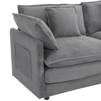 Canapé sectionnel modulaire en U en velours côtelé 6 pièces 149.6 avec poches latérales de rangement