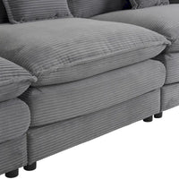 Canapé sectionnel modulaire en U en velours côtelé 6 pièces 149.6 avec poches latérales de rangement