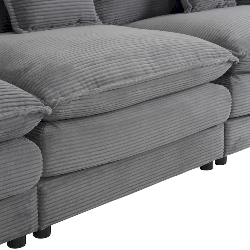 Canapé sectionnel modulaire en U en velours côtelé 6 pièces 149.6 avec poches latérales de rangement