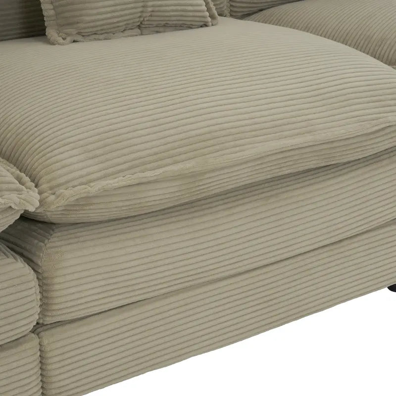 Canapé sectionnel modulaire en U en velours côtelé 6 pièces 149.6 avec poches latérales de rangement