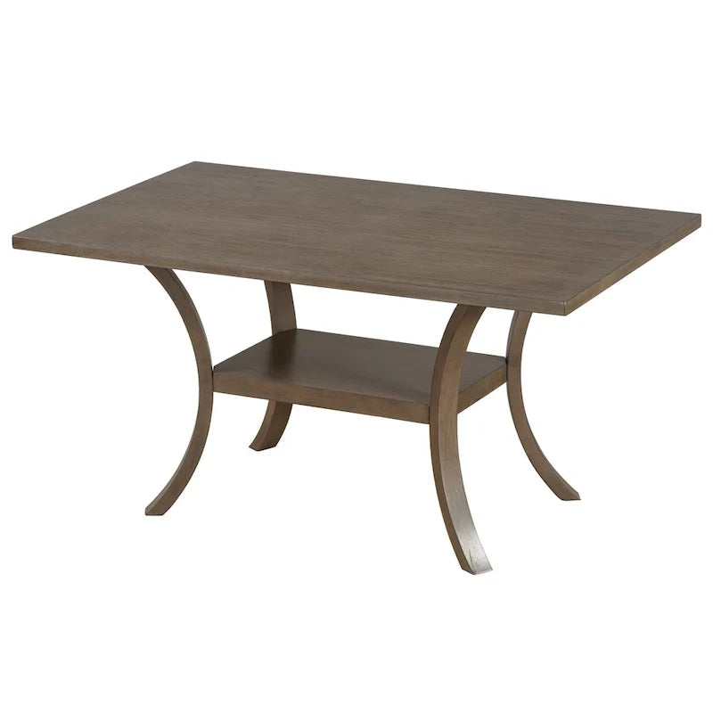 Ensemble de table à manger 6 pièces de style moderne avec 4 chaises à coussins amovibles, étagère de rangement et banc
