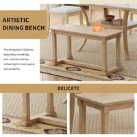 Ensemble de table à manger 6 pièces de style moderne avec 4 chaises à coussins amovibles, étagère de rangement et banc