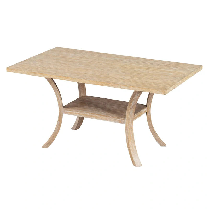 Ensemble de table à manger 6 pièces de style moderne avec 4 chaises à coussins amovibles, étagère de rangement et banc