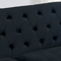 Canapé 3 places Chesterfield en velours capitonné avec clous décoratifs
