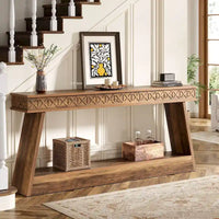 Console à 2 niveaux style ferme pour entrée, salon, couloir, vestibule - 70.87 P x 11.81 L x 31.5 H