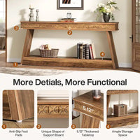Console à 2 niveaux style ferme pour entrée, salon, couloir, vestibule - 70.87 P x 11.81 L x 31.5 H