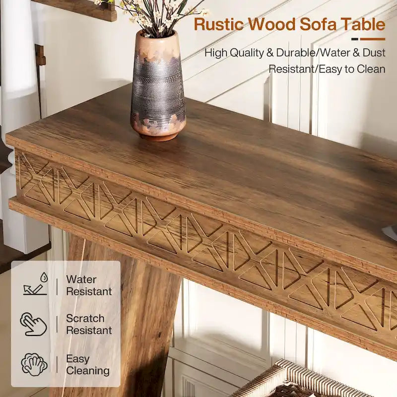 Console à 2 niveaux style ferme pour entrée, salon, couloir, vestibule - 70.87 P x 11.81 L x 31.5 H