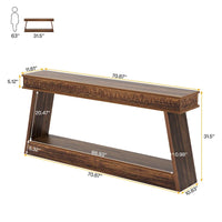 Console à 2 niveaux style ferme pour entrée, salon, couloir, vestibule - 70.87 P x 11.81 L x 31.5 H