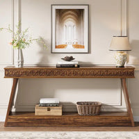 Console à 2 niveaux style ferme pour entrée, salon, couloir, vestibule - 70.87 P x 11.81 L x 31.5 H
