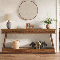 Console à 2 niveaux style ferme pour entrée, salon, couloir, vestibule - 70.87 P x 11.81 L x 31.5 H