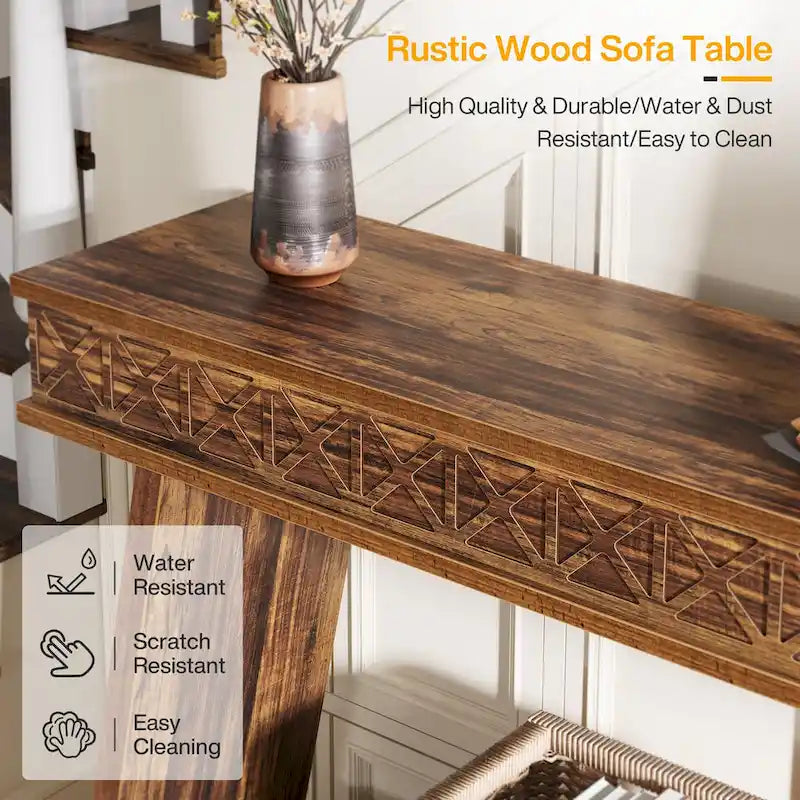 Console à 2 niveaux style ferme pour entrée, salon, couloir, vestibule - 70.87 P x 11.81 L x 31.5 H