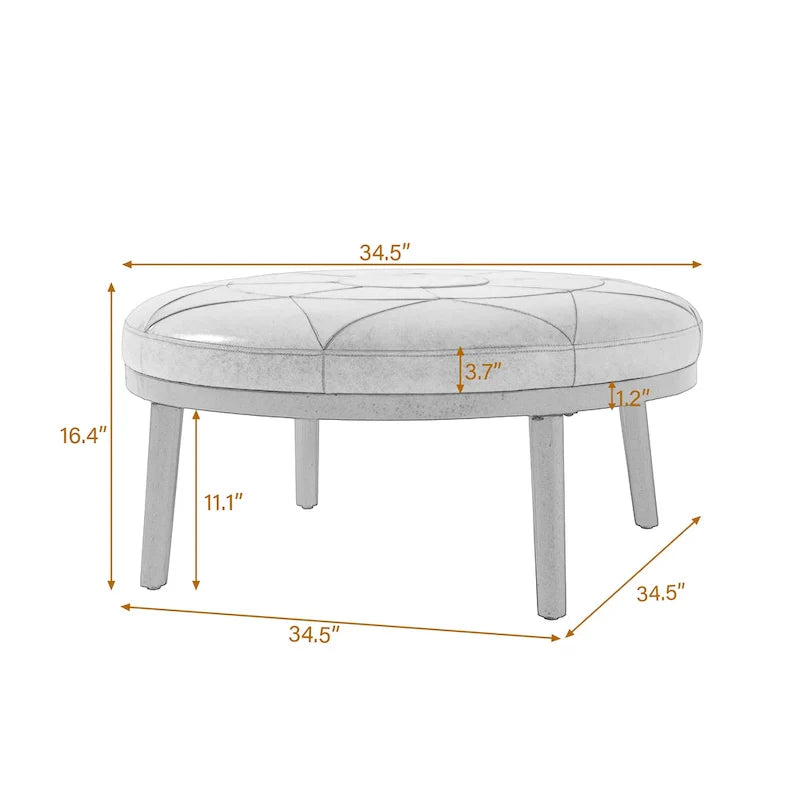 Ensemble de 2 poufs en cuir pleine fleur véritable italien 34,5 W