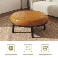 Ensemble de 2 poufs en cuir pleine fleur véritable italien 34,5 W