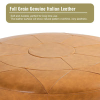 Ensemble de 2 poufs en cuir pleine fleur véritable italien 34,5 W