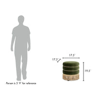 Pouf rond capitonné Edward 17,5 avec franges dorées