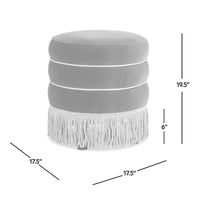Pouf rond capitonné Edward 17,5 avec franges dorées