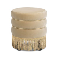 Pouf rond capitonné Edward 17,5 avec franges dorées