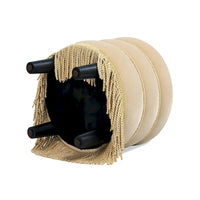 Pouf rond capitonné Edward 17,5 avec franges dorées