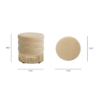 Pouf rond capitonné Edward 17,5 avec franges dorées