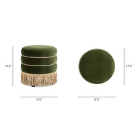 Pouf rond capitonné Edward 17,5 avec franges dorées