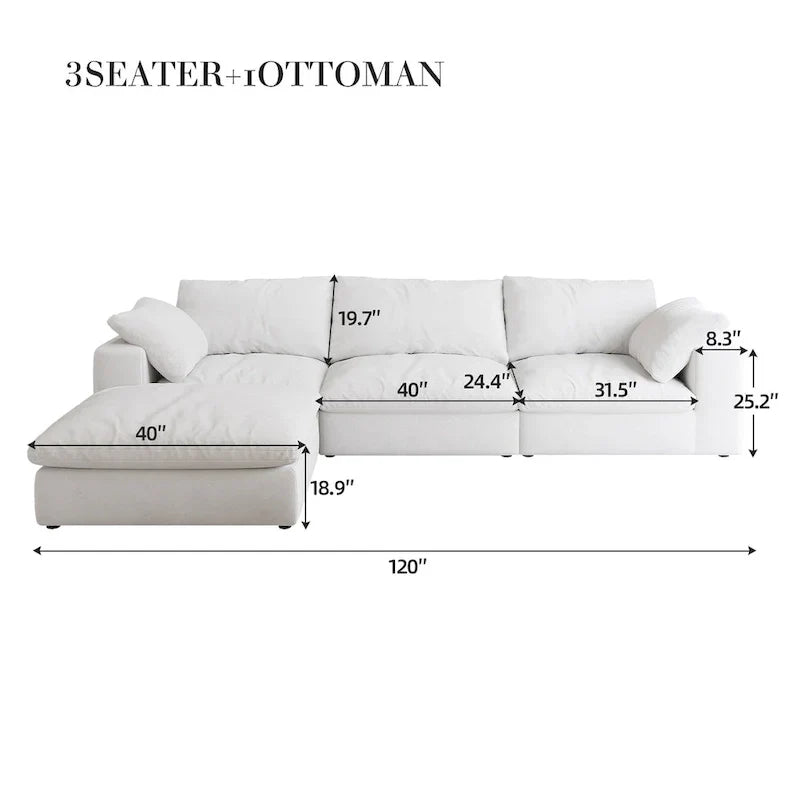 Canapé Nuage Modulable Grande Taille Canapé-Lit en Duvet pour Salon