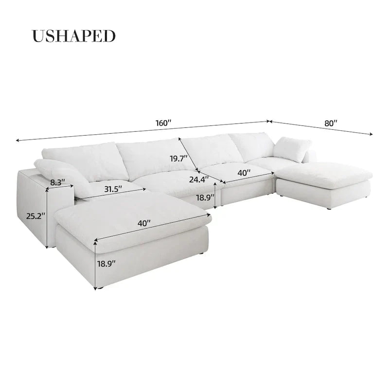 Canapé Nuage Modulable Grande Taille Canapé-Lit en Duvet pour Salon