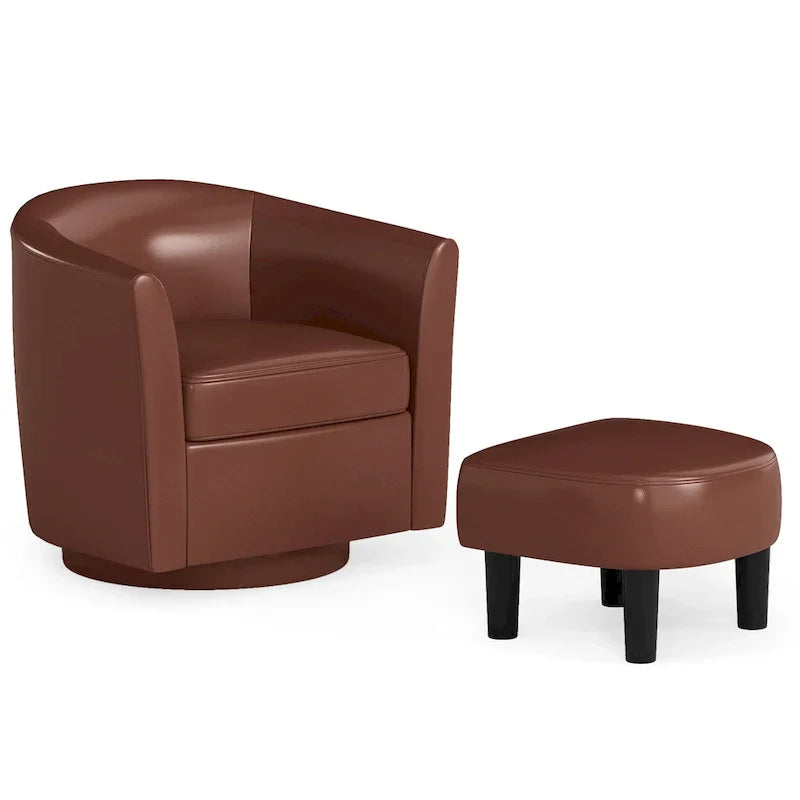 Fauteuil d'appoint pivotant moderne avec ottoman pour salon ou chambre