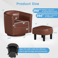Fauteuil d'appoint pivotant moderne avec ottoman pour salon ou chambre
