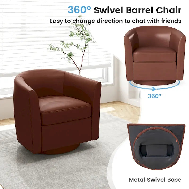 Fauteuil d'appoint pivotant moderne avec ottoman pour salon ou chambre