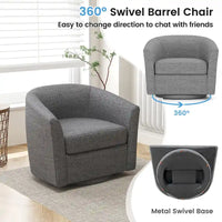 Fauteuil d'appoint pivotant moderne avec ottoman pour salon ou chambre