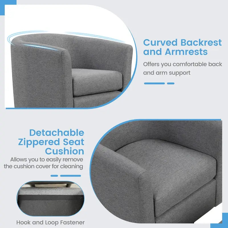 Fauteuil d'appoint pivotant moderne avec ottoman pour salon ou chambre
