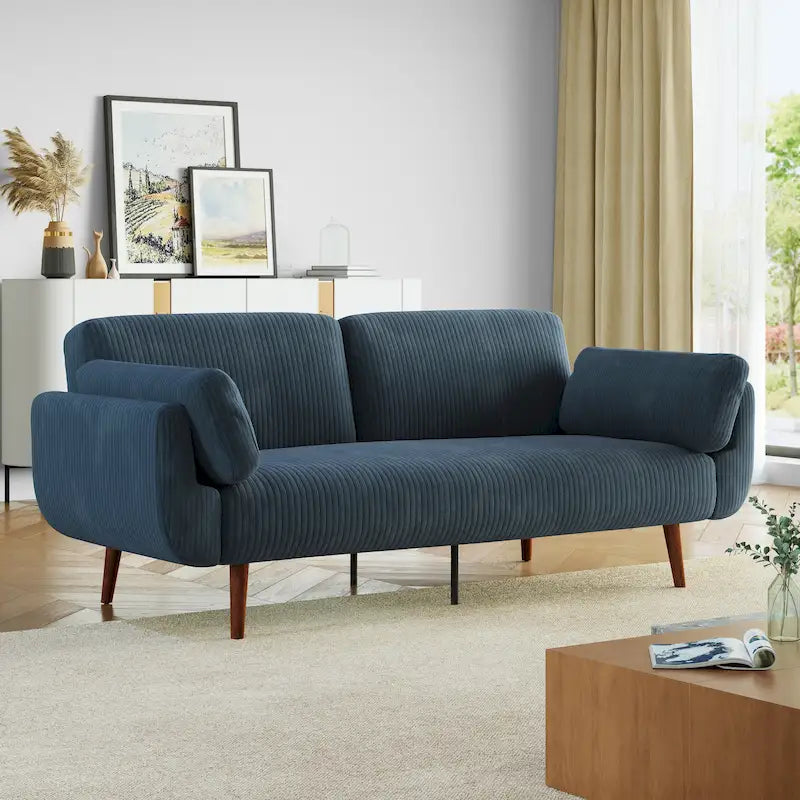 Causeuse moderne convertible en velours côtelé 73.3 L à accoudoirs évasés