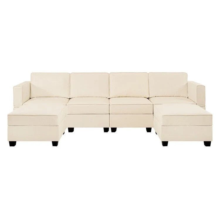 Canapé en cuir Air modulable en forme de U 4 places avec accoudoir réglable et méridienne réversible