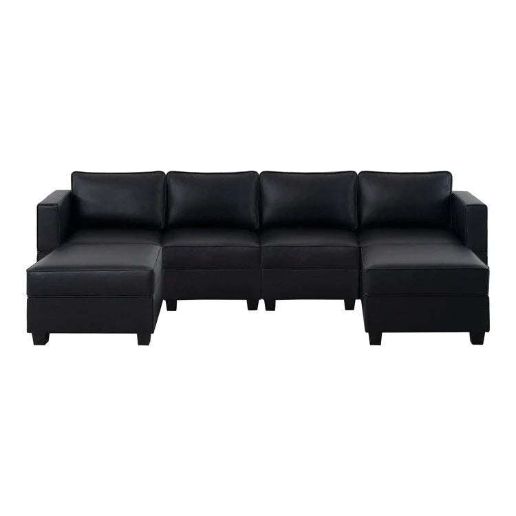 Canapé en cuir Air modulable en forme de U 4 places avec accoudoir réglable et méridienne réversible