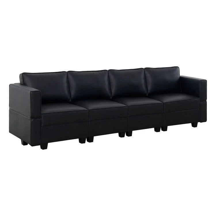 Canapé en cuir Air modulable en forme de U 4 places avec accoudoir réglable et méridienne réversible