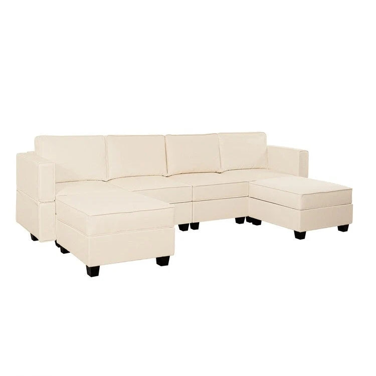 Canapé en cuir Air modulable en forme de U 4 places avec accoudoir réglable et méridienne réversible