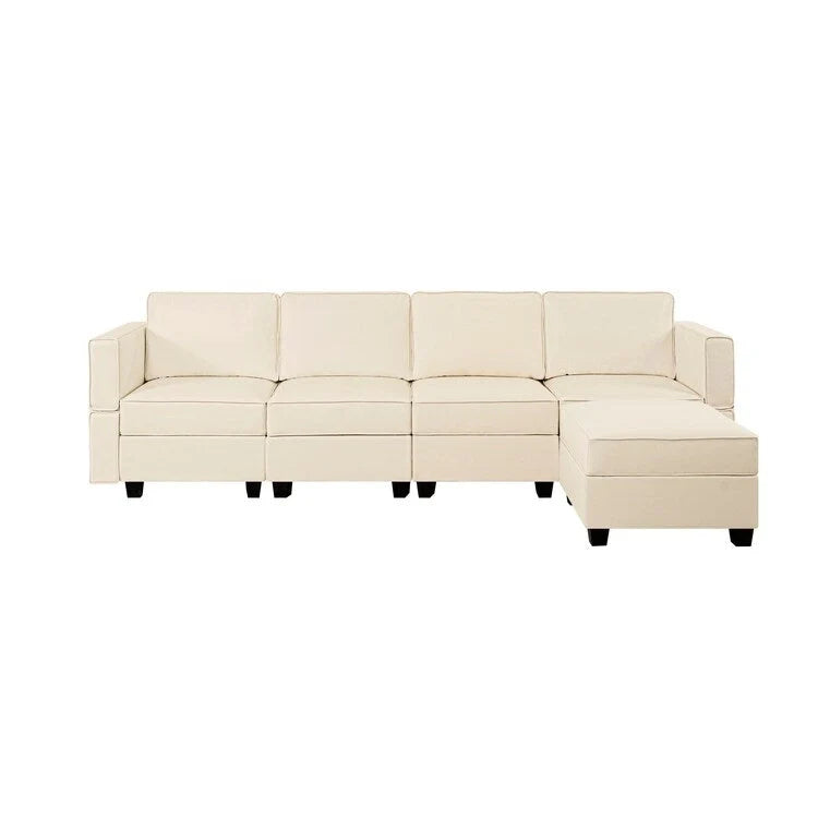Canapé en cuir Air modulable en forme de U 4 places avec accoudoir réglable et méridienne réversible