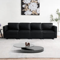 Canapé en cuir Air modulable en forme de U 4 places avec accoudoir réglable et méridienne réversible