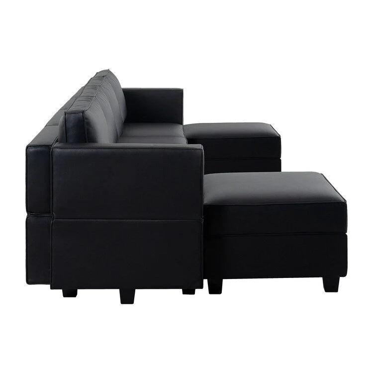 Canapé en cuir Air modulable en forme de U 4 places avec accoudoir réglable et méridienne réversible