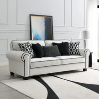 Canapé Anastasia en chenille blanche avec coussins décoratifs de Furniture of America