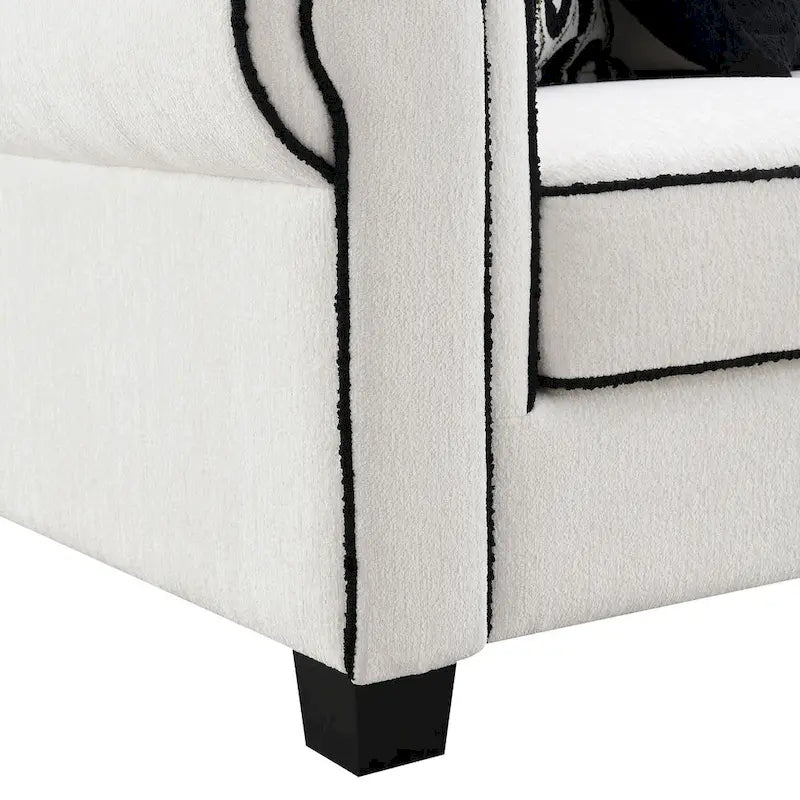Canapé Anastasia en chenille blanche avec coussins décoratifs de Furniture of America