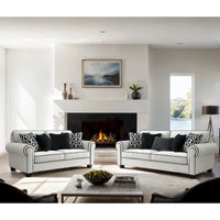 Canapé Anastasia en chenille blanche avec coussins décoratifs de Furniture of America