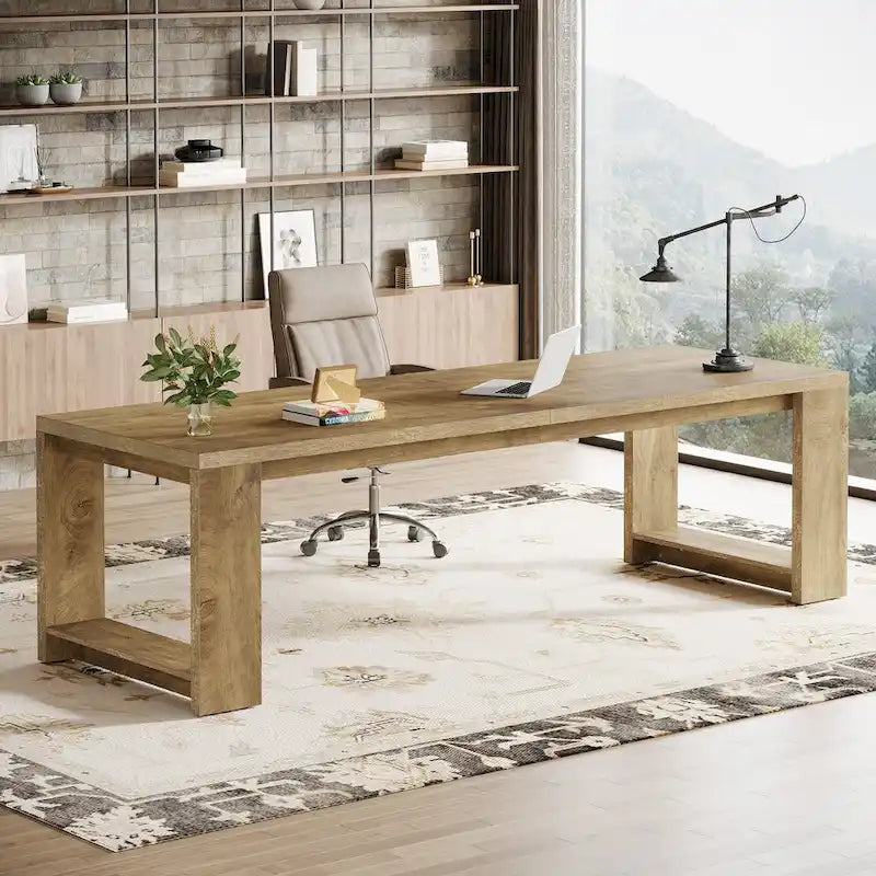 Bureau extra long de 86,6 pouces, grande table de travail, poste de travail.