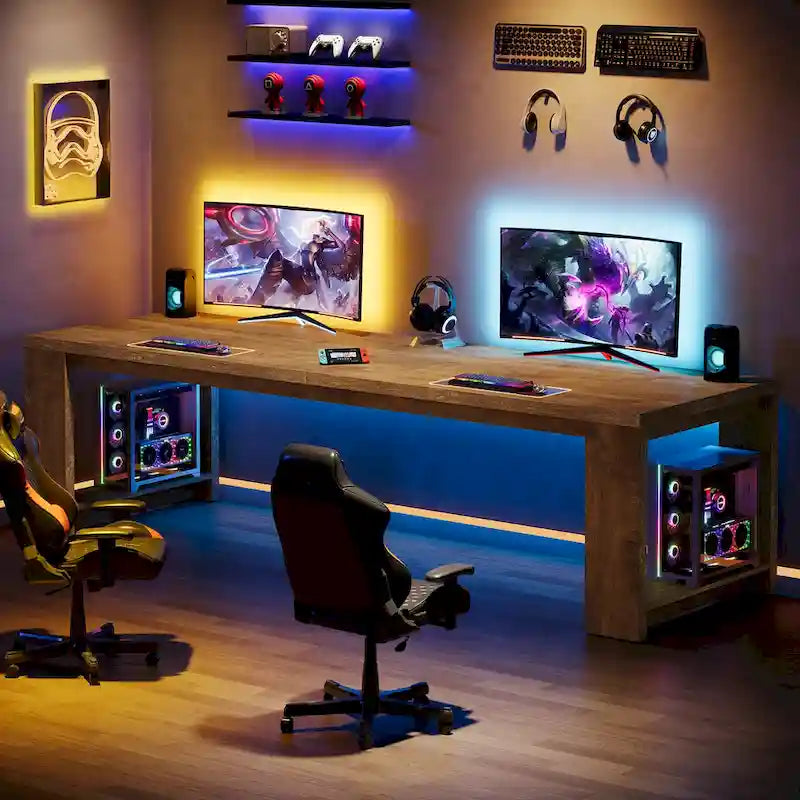 Bureau extra long de 86,6 pouces, grande table de travail, poste de travail.