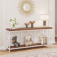 Console extra-longue 71 pouces table de canapé avec étagère de rangement ouverte, tables de canapé longues étroites table d'entrée table derrière canapé