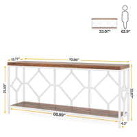 Console extra-longue 71 pouces table de canapé avec étagère de rangement ouverte, tables de canapé longues étroites table d'entrée table derrière canapé