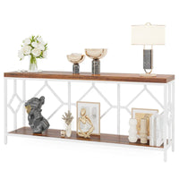 Console extra-longue 71 pouces table de canapé avec étagère de rangement ouverte, tables de canapé longues étroites table d'entrée table derrière canapé